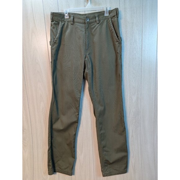 Duluth Trading Pants Men's 35X36 Khaki Cotton Chino Straight Leg Flat Front - Picture 1 of 9